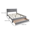 Heo Queen Size Bed w Storage Drawer- Light Gray Corduroy Upholstery