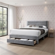Heo Queen Size Bed w Storage Drawer- Light Gray Corduroy Upholstery