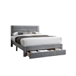 Heo Queen Size Bed w Storage Drawer- Light Gray Corduroy Upholstery