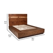 Zeko King Size Storage Bed- Live Edge Panel Headboard- Walnut Brown Wood
