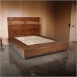 Zeko King Size Storage Bed- Live Edge Panel Headboard- Walnut Brown Wood