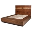 Zeko King Size Storage Bed- Live Edge Panel Headboard- Walnut Brown Wood