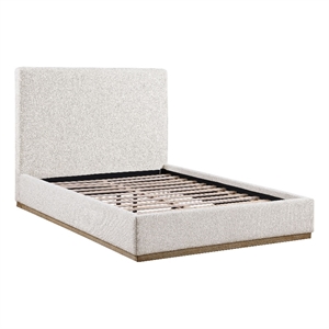 Ole King Size Bed- Upholstered Panel Headboard- Gold Plinth Base- Ivory