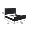 Jack Queen Size Bed- Fluted Panel Headboard- Round Tapered Legs- Black