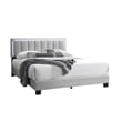 Zemo Queen Size Bed- LED Headboard- Tufted Light Gray Wool Upholstery