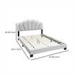 Geny Queen Size Bed- Classic White Wool Upholstery and LED- Glam Arch