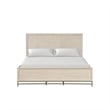 Rozie King Bed with Panel Style Headboard- Metal Legs- Light Oak Wood