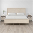 Rozie King Bed with Panel Style Headboard- Metal Legs- Light Oak Wood