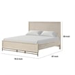Rozie King Bed with Panel Style Headboard- Metal Legs- Light Oak Wood