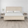 Rozie King Bed with Panel Style Headboard- Metal Legs- Light Oak Wood