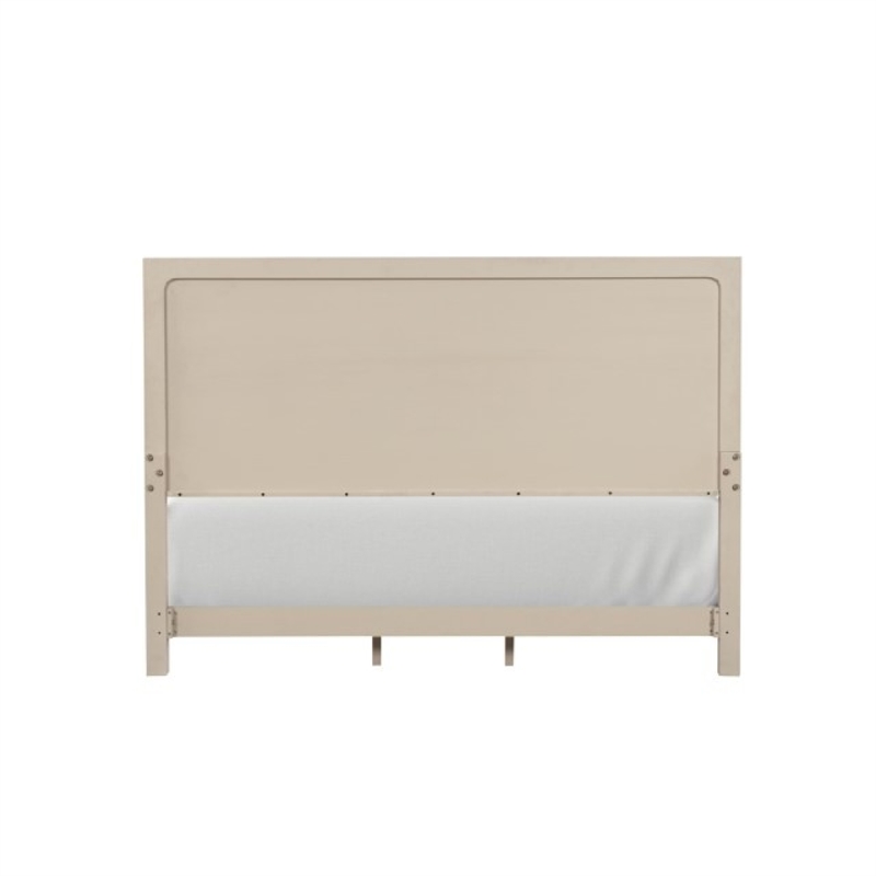 Rozie King Bed with Panel Style Headboard- Metal Legs- Light Oak Wood