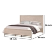 Rozie Queen Bed with Panel Style Headboard- Light Oak Brown Solid Wood