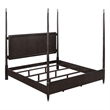 Amber Queen Size Poster Bed- Floating Headboard with Low Footboard- Brown