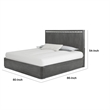 Zoko King Bed with Panel Style Headboard- Chrome- Ash Gray Solid Wood
