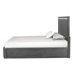 Zoko King Bed with Panel Style Headboard- Chrome- Ash Gray Solid Wood