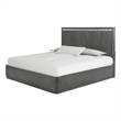 Zoko King Bed with Panel Style Headboard- Chrome- Ash Gray Solid Wood