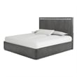 Zoko King Bed with Panel Style Headboard- Chrome- Ash Gray Solid Wood