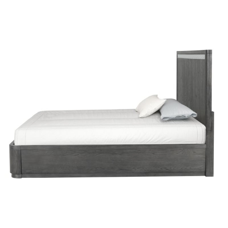 Zoko Queen Bed with Panel Style Headboard- Ash Gray Solid Wood Frame