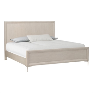 Kaira King Bed with Metal Accents- Natural Oak Brown Solid Rubberwood