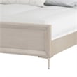 Kaira Queen Size Bed with Metal Accents- Natural Oak Solid Rubberwood