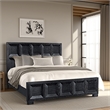 Kizie King Bed- Classic Recessed Panel- Weathered Black Solid Wood