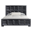 Kizie King Bed- Classic Recessed Panel- Weathered Black Solid Wood