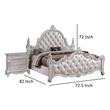 Moni Queen Bed- White Button Tufted Traditional Upholstery- Solid Wood