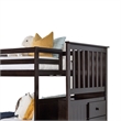 Riyo Twin Bunk Bed- Built in Storage Unit- Espresso Brown Solid Hardwood
