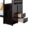 Riyo Twin Bunk Bed- Built in Storage Unit- Espresso Brown Solid Hardwood
