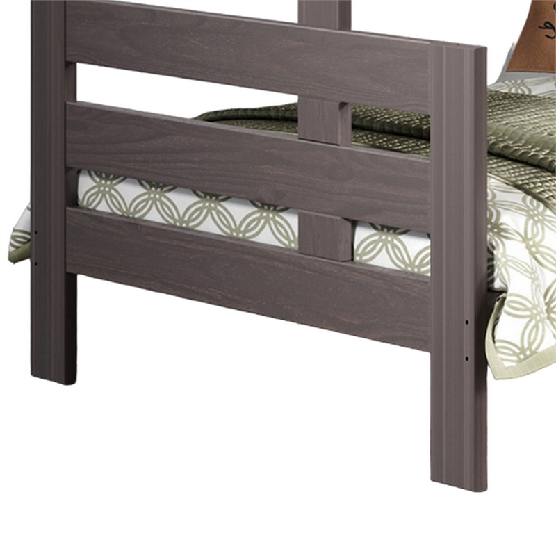 Damie Twin/Full Bunk Bed with Ladder- Brazilian Pine- Gray Solid Wood