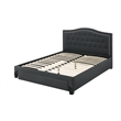 Sey Queen Size Bed w Storage Drawers- Dark Gray Upholstered Headboard