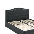 Sey Queen Size Bed w Storage Drawers- Dark Gray Upholstered Headboard