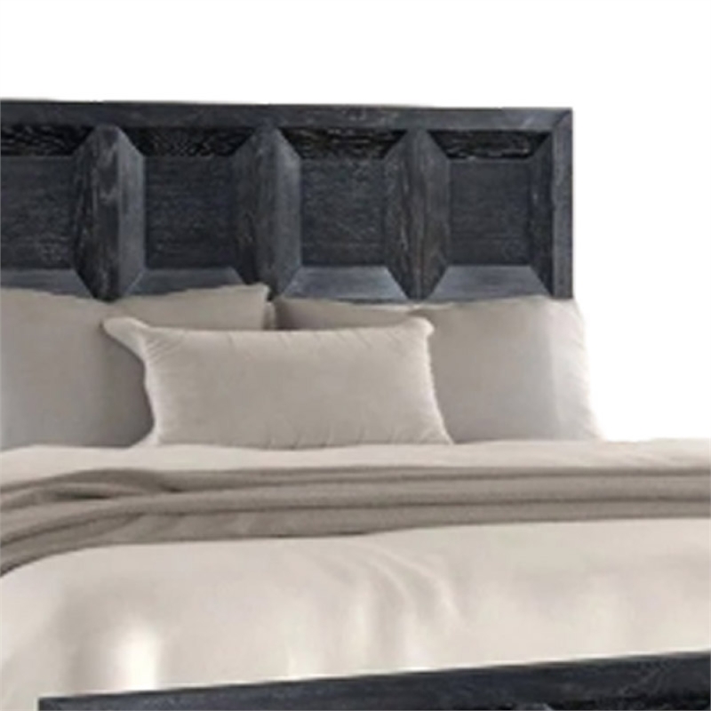 Kizie Queen Bed- Classic Recessed Panel- Weathered Black Solid Wood
