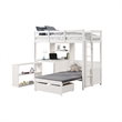 Sirius Twin Loft Bed- Bookcase and Desk- Shelf Unit- White Pine Wood