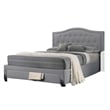 Sey California King Bed w Storage Drawer- Light Gray Burlap Upholstery