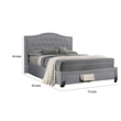 Sey California King Bed w Storage Drawer- Light Gray Burlap Upholstery