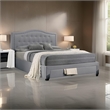 Sey California King Bed w Storage Drawer- Light Gray Burlap Upholstery