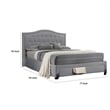 Sey California King Bed w Storage Drawer- Light Gray Burlap Upholstery