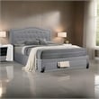 Sey California King Bed w Storage Drawer- Light Gray Burlap Upholstery