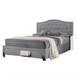 Sey California King Bed w Storage Drawer- Light Gray Burlap Upholstery