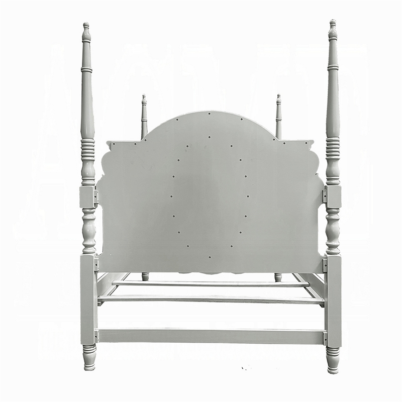 Auri Full Size Poster Bed- Arch Headboard- Classic Floral Motifs- Gray
