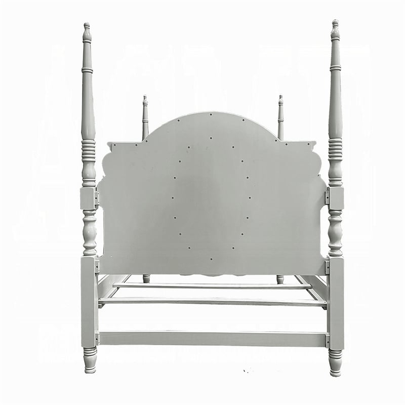 Auri Twin Size Poster Bed- Arch Headboard- Classic Floral Motifs- Gray