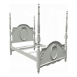 Auri Twin Size Poster Bed- Arch Headboard- Classic Floral Motifs- Gray