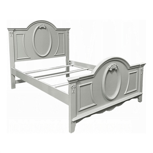 Auri Full Size Bed- Arch Headboard- Rope Molding w Floral Motifs- Gray