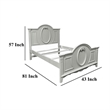 Auri Twin Size Bed- Arch Headboard- Rope Molding w Floral Motifs- Gray