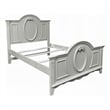 Auri Twin Size Bed- Arch Headboard- Rope Molding w Floral Motifs- Gray