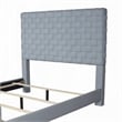 Reah King Size Bed- Light Teal Blue Chenille- Gray Panel Headboard