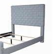 Reah Queen Size Bed- Light Teal Blue Chenille- Gray Panel Headboard