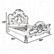 Ally California King Bed- Decorative Carved Inlay- Bone White Wood