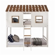 Nara Twin Size Bunk Bed- House Design with Ladder- White Rustic Wood